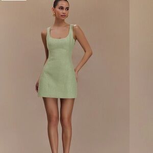 Meshki Tweed Mini Dress Pastel Green